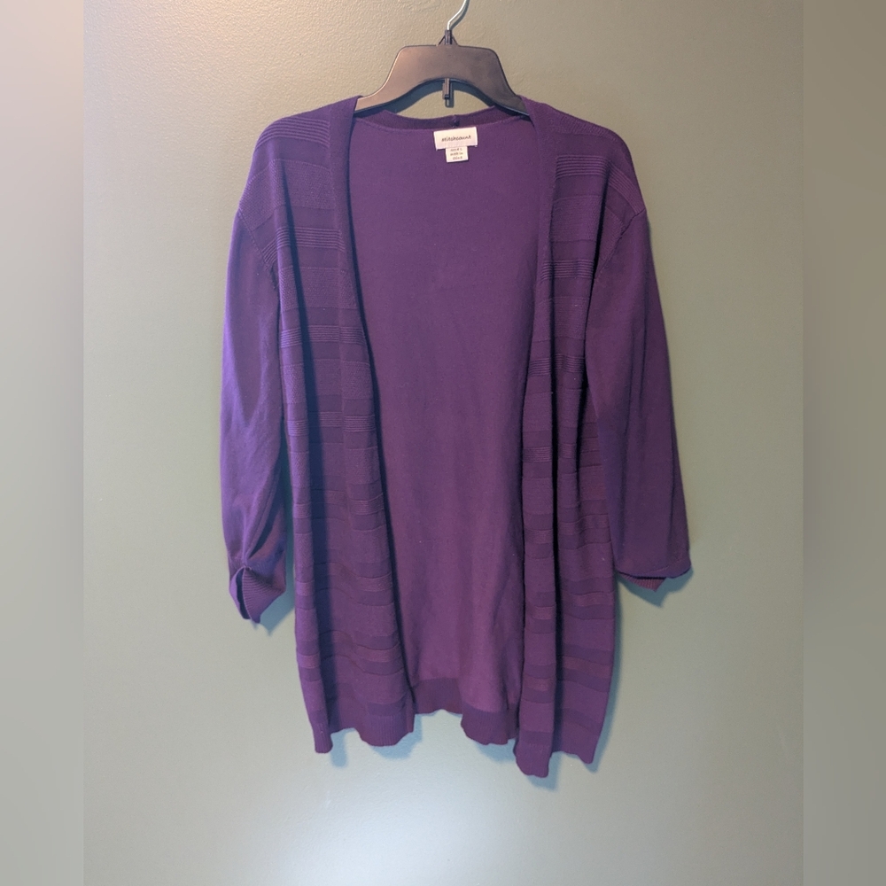Purple Open-Front Lightweight Cardigan